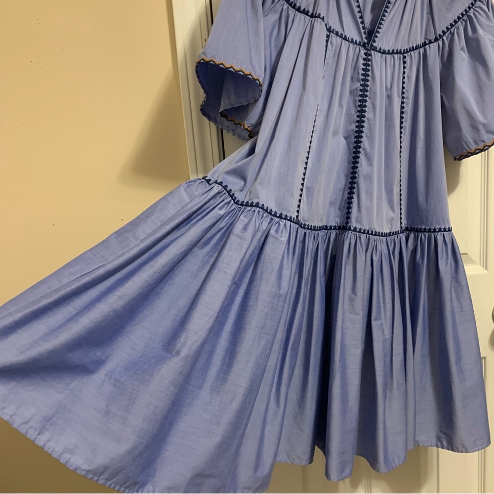 Karlie Light Blue Mini Dress with Navy Trim - Picture 4 of 13
